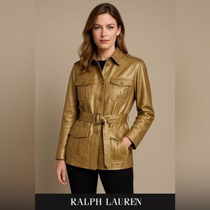 Ralph Lauren Purple Label Gold Leather Belted Jacket